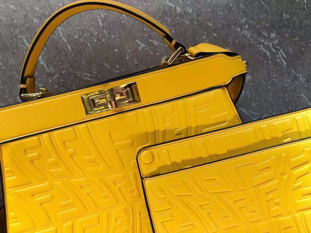 FENDI PEEKABOO ICONIC ESSENTIALLY leather bag F1519 yellow 