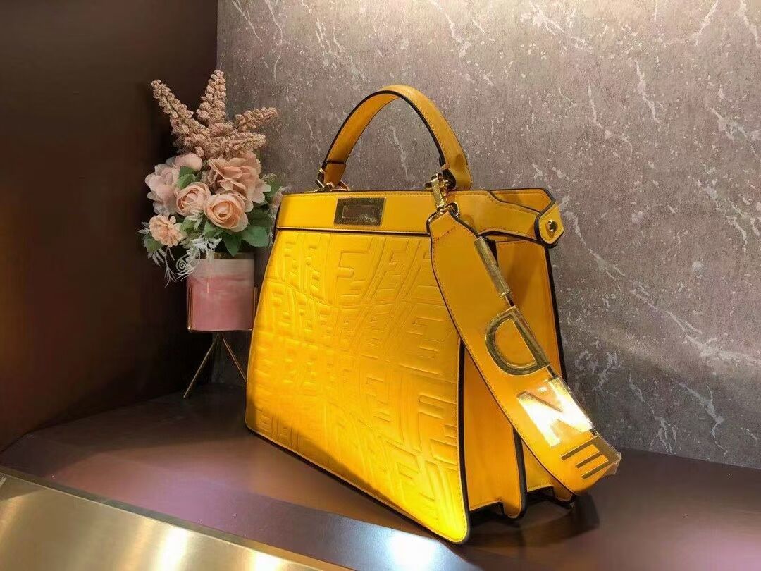 FENDI PEEKABOO ICONIC ESSENTIALLY leather bag F1519 yellow 