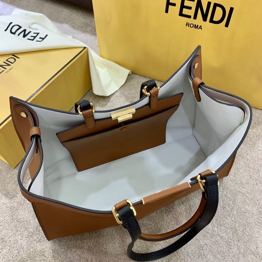 FENDI PEEKABOO X-TOTE leather bag F1527 brown