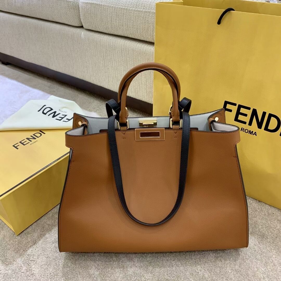 FENDI PEEKABOO X-TOTE leather bag F1527 brown