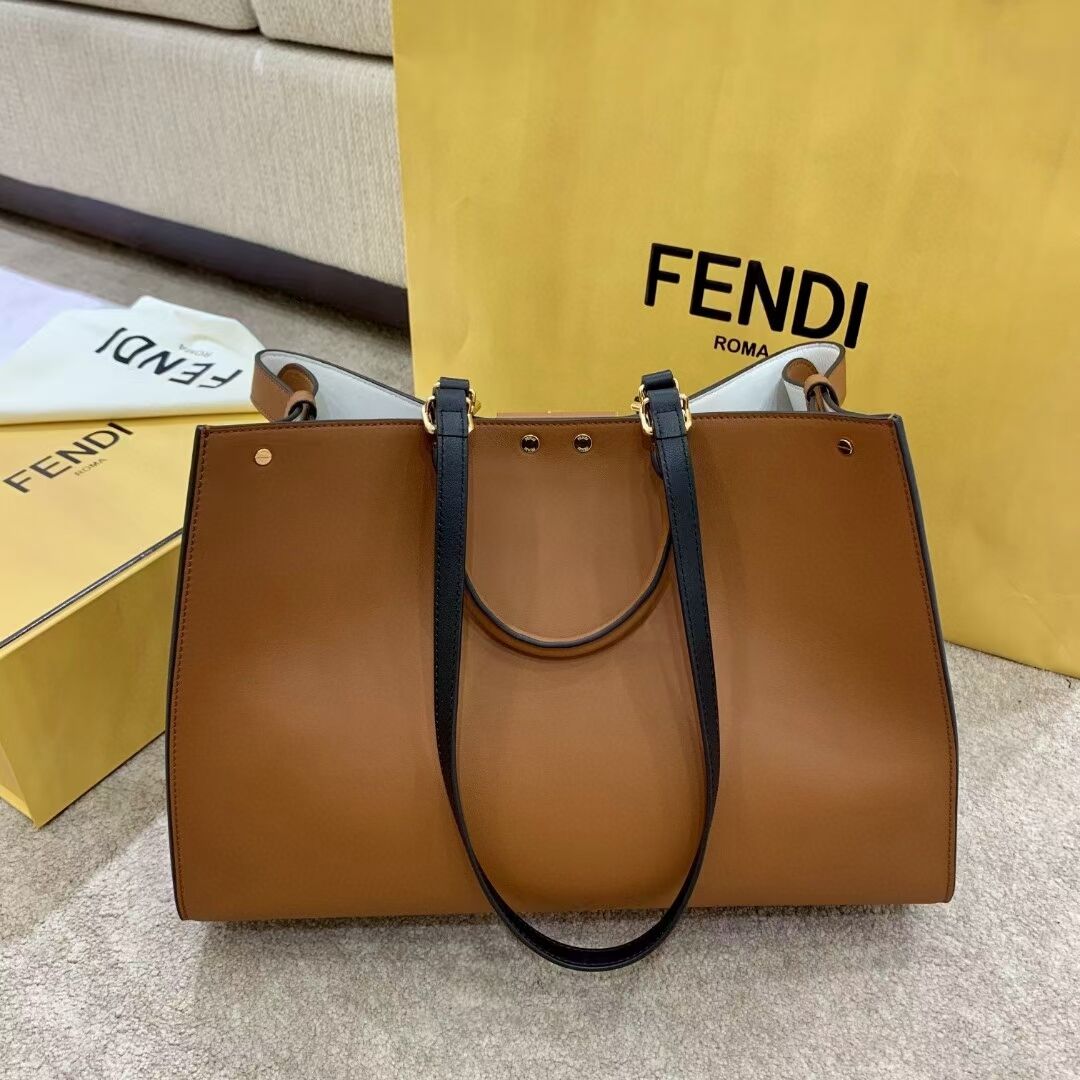 FENDI PEEKABOO X-TOTE leather bag F1527 brown