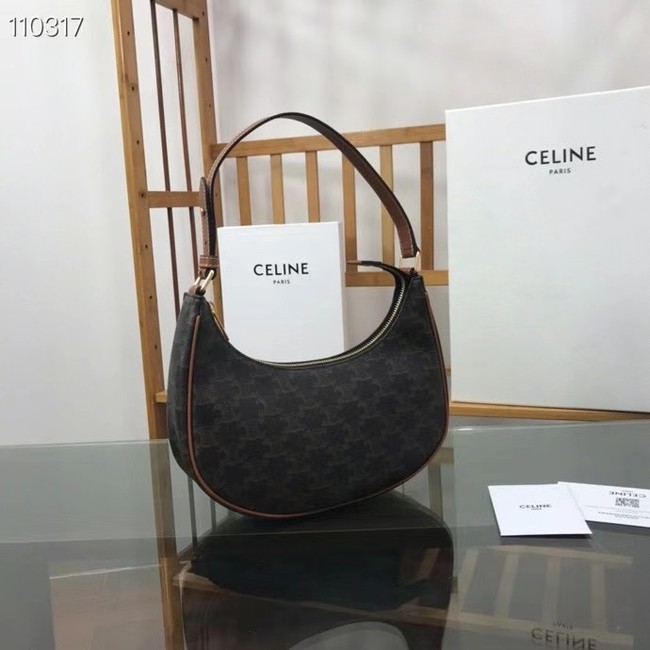 Celine AVA BAG IN TRIOMPHE CANVAS AND CALFSKIN 193952 black