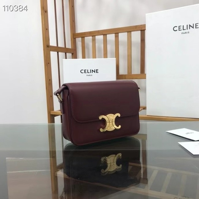 Celine TEEN TRIOMPHE BAG IN SHINY CALFSKIN MINERAL 188423 Burgundy