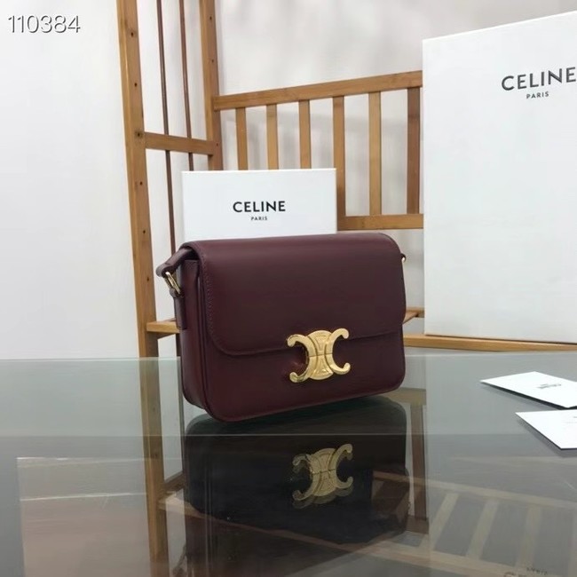 Celine TEEN TRIOMPHE BAG IN SHINY CALFSKIN MINERAL 188423 Burgundy