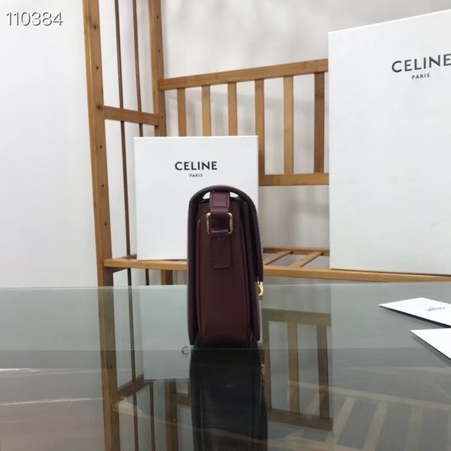 Celine TEEN TRIOMPHE BAG IN SHINY CALFSKIN MINERAL 188423 Burgundy