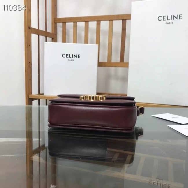 Celine TEEN TRIOMPHE BAG IN SHINY CALFSKIN MINERAL 188423 Burgundy