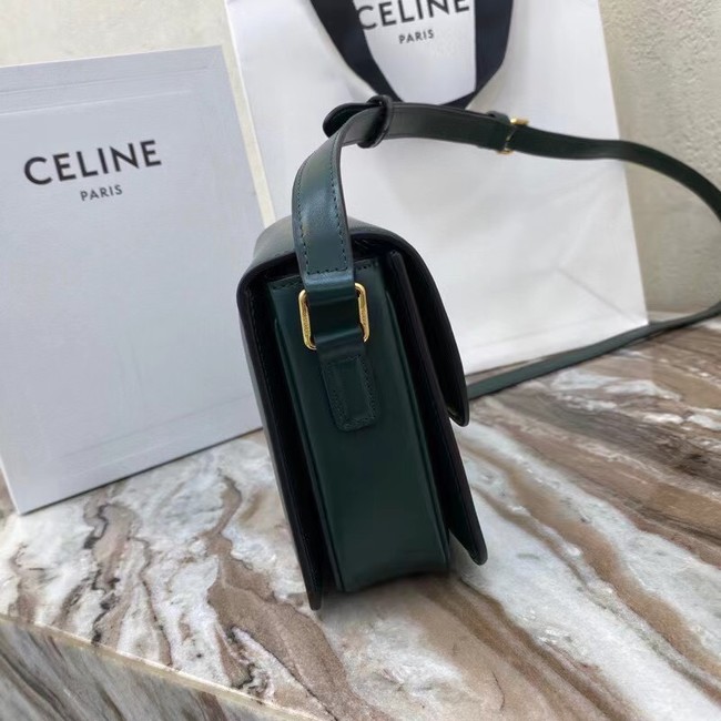 Celine TEEN TRIOMPHE BAG IN SHINY CALFSKIN MINERAL 188423 blackish green