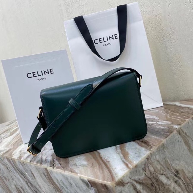 Celine TEEN TRIOMPHE BAG IN SHINY CALFSKIN MINERAL 188423 blackish green