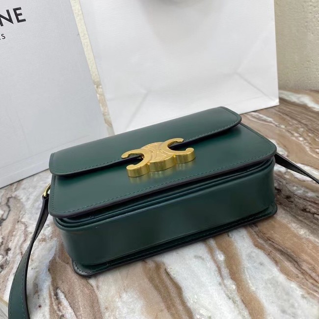 Celine TEEN TRIOMPHE BAG IN SHINY CALFSKIN MINERAL 188423 blackish green