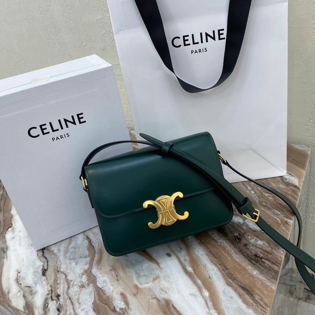 Celine TEEN TRIOMPHE BAG IN SHINY CALFSKIN MINERAL 188423 blackish green