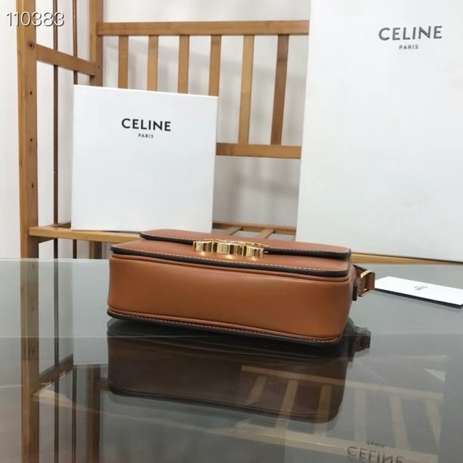 Celine TEEN TRIOMPHE BAG IN SHINY CALFSKIN MINERAL 188423 brown