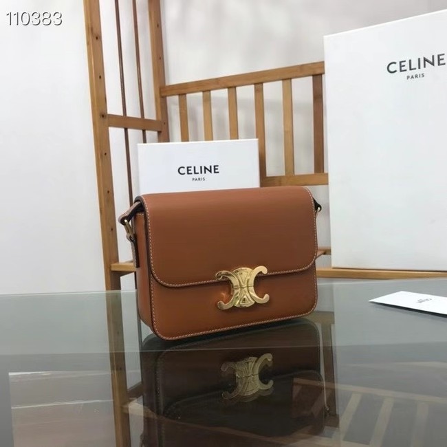 Celine TEEN TRIOMPHE BAG IN SHINY CALFSKIN MINERAL 188423 brown