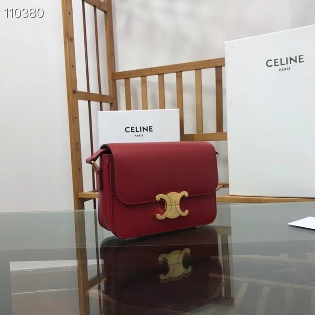 Celine TEEN TRIOMPHE BAG IN SHINY CALFSKIN MINERAL 188423 red