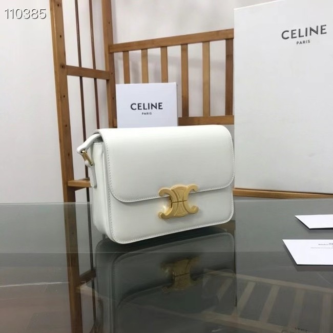 Celine TEEN TRIOMPHE BAG IN SHINY CALFSKIN MINERAL 188423 white