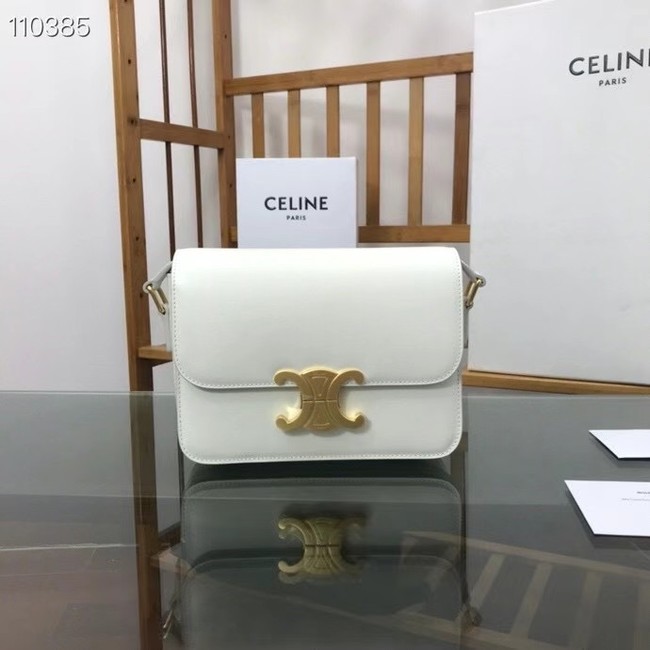 Celine TEEN TRIOMPHE BAG IN SHINY CALFSKIN MINERAL 188423 white