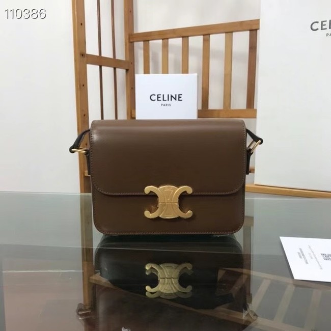 Celine TEEN TRIOMPHE BAG IN SHINY CALFSKIN MINERAL 188423 Khaki