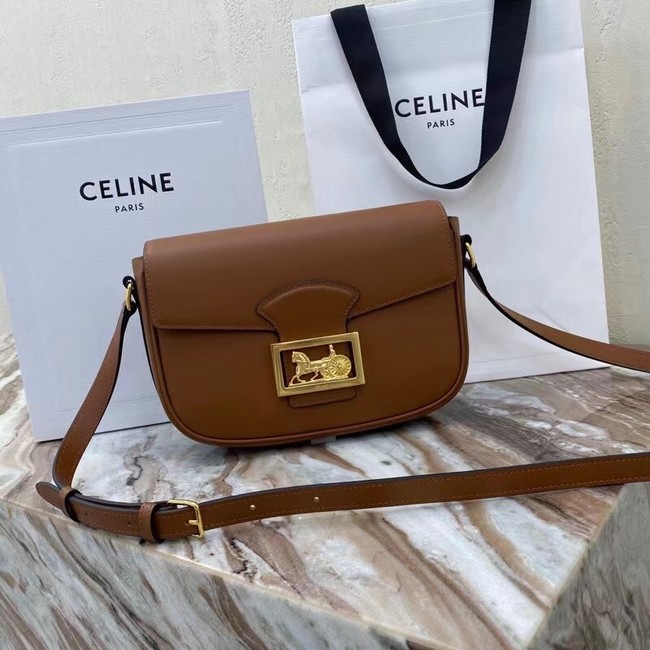 Celine TEEN TRIOMPHE BAG IN SHINY CALFSKIN MINERAL 195302 brown