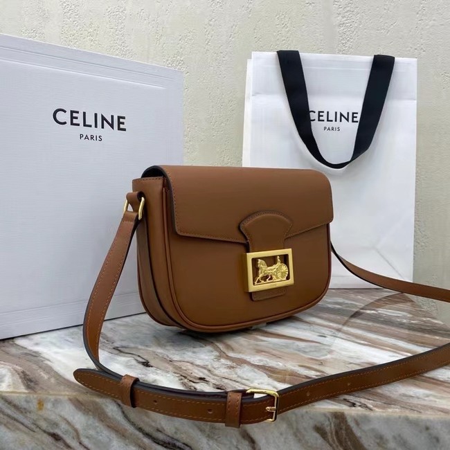 Celine TEEN TRIOMPHE BAG IN SHINY CALFSKIN MINERAL 195302 brown