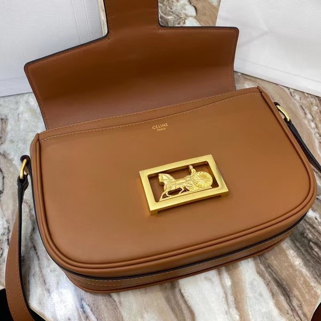 Celine TEEN TRIOMPHE BAG IN SHINY CALFSKIN MINERAL 195302 brown