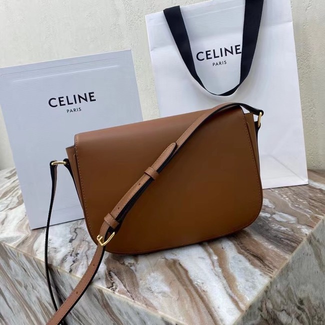 Celine TEEN TRIOMPHE BAG IN SHINY CALFSKIN MINERAL 195302 brown