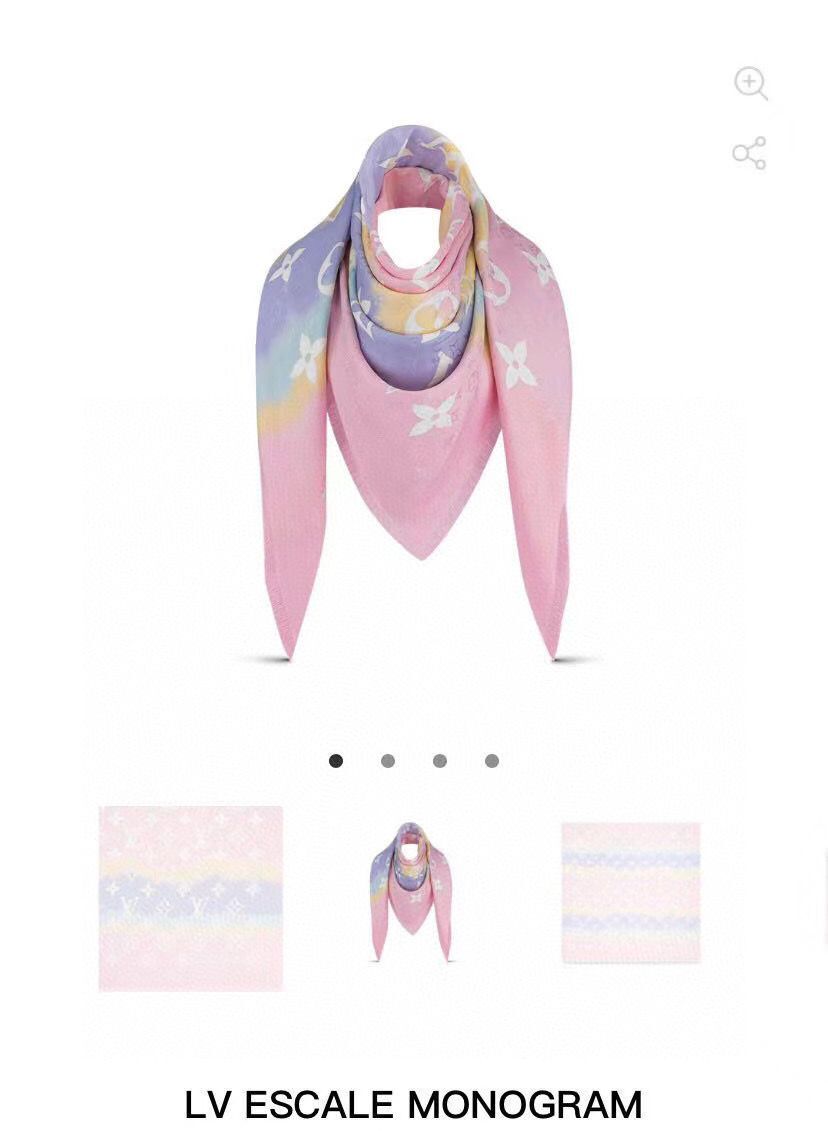 Louis Vuitton ESCALE MONOGRAM SQUARE Silk Scarf M76780 Pink