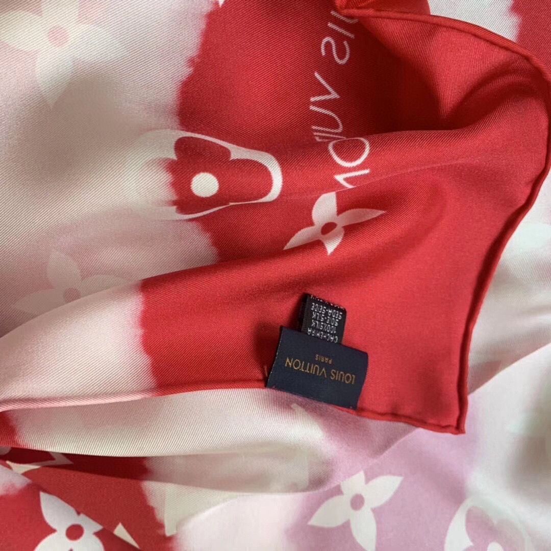 Louis Vuitton ESCALE MONOGRAM SQUARE Silk Scarf M76780 Red