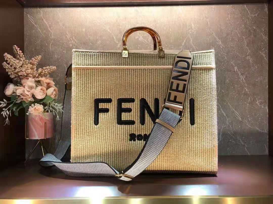 FENDI PEEKABOO X-TOTE FF Weave Bag 8BH376 Brown