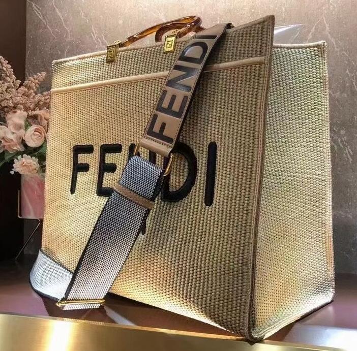 FENDI PEEKABOO X-TOTE FF Weave Bag 8BH376 Brown