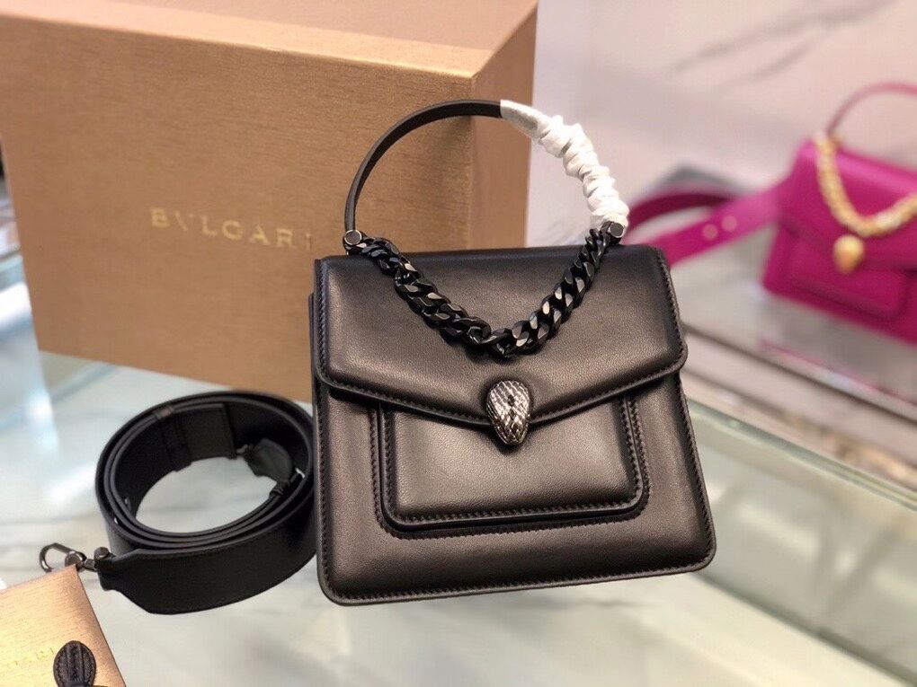 Bvlgari Serpenti Forever leather small crossbody bag B210762 black
