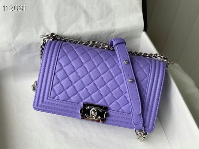 Chanel Le Boy Flap Shoulder Bag Original Leather A67086 purple