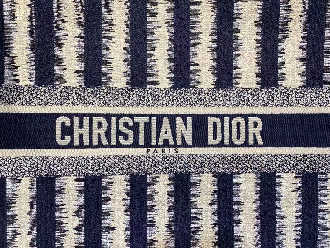 DIOR BOOK TOTE Blue D-Stripes Embroidery M1286Z