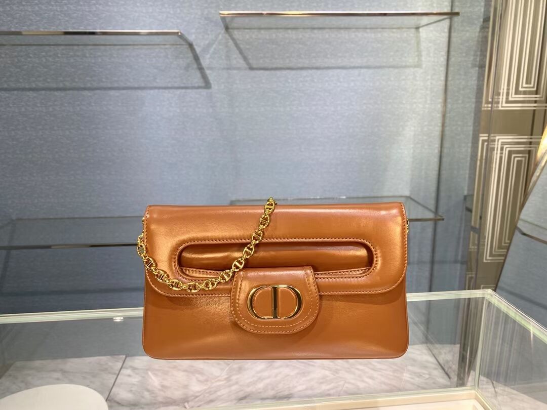 DIOR MEDIUM DIORDOUBLE BAG Gradient Calfskin M8641U Cognac-Colored Smooth