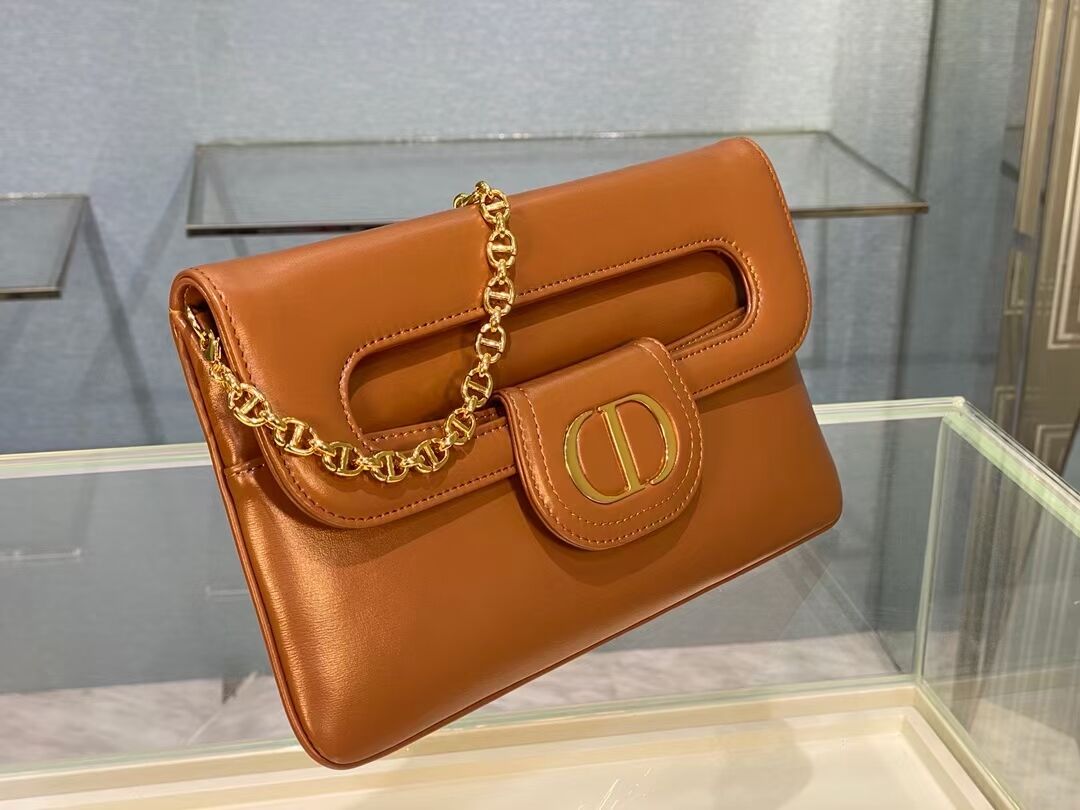 DIOR MEDIUM DIORDOUBLE BAG Gradient Calfskin M8641U Cognac-Colored Smooth