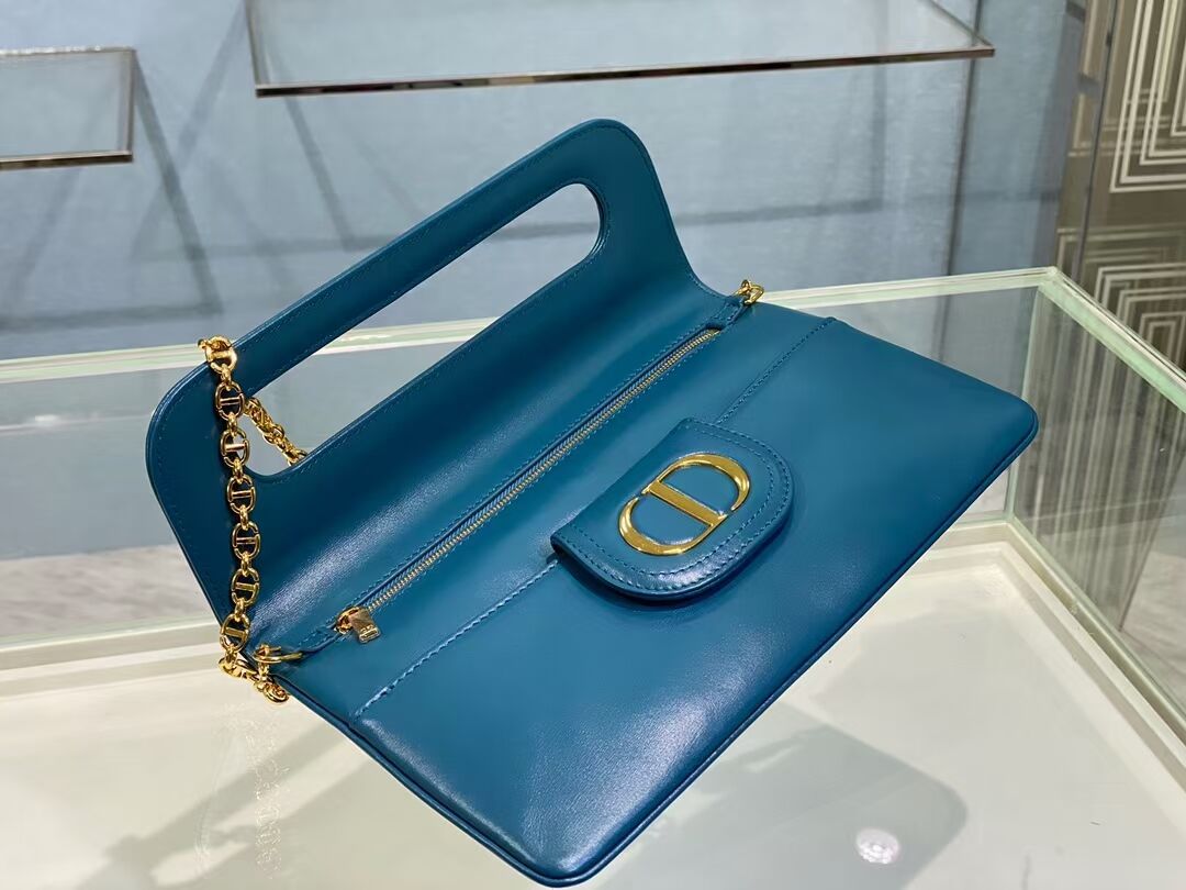 DIOR MEDIUM DIORDOUBLE BAG Gradient Calfskin M8641U Deep Ocean Blue Smooth