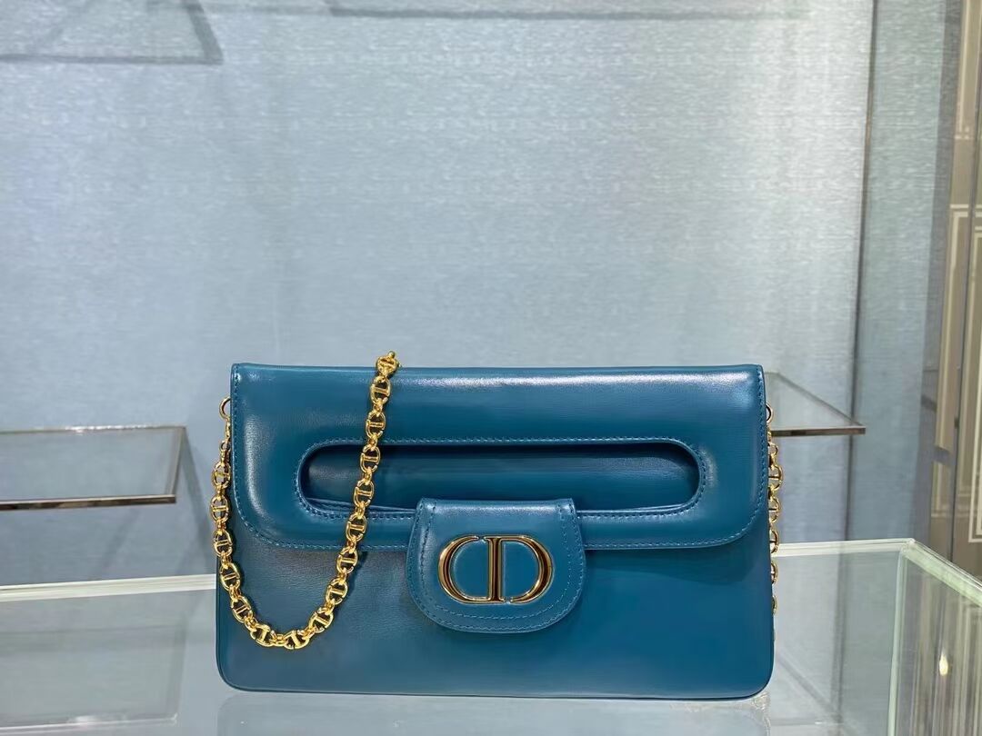 DIOR MEDIUM DIORDOUBLE BAG Gradient Calfskin M8641U Deep Ocean Blue Smooth