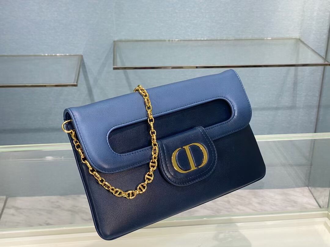 DIOR MEDIUM DIORDOUBLE BAG Gradient Calfskin M8641U Indigo Blue