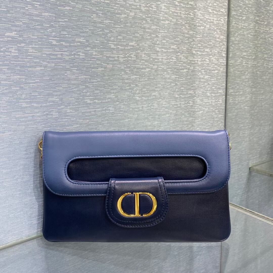 DIOR MEDIUM DIORDOUBLE BAG Gradient Calfskin M8641U Indigo Blue