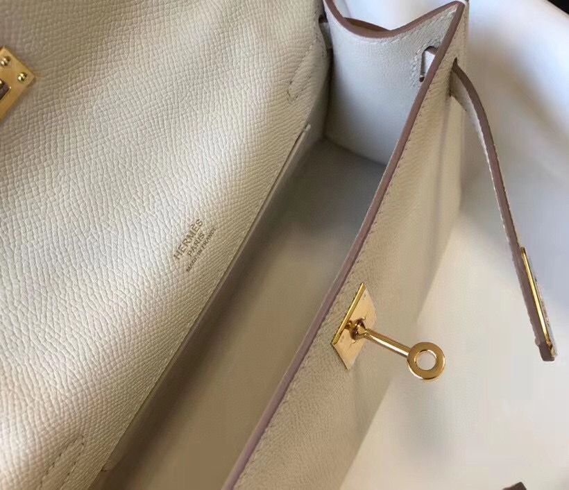Hermes Kelly 22cm Handle Bag Epsom Leather KL22 Cream