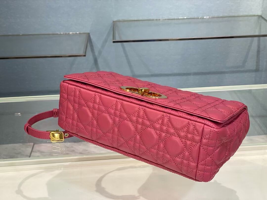 LARGE DIOR CARO BAG Soft Cannage Calfskin M9243U rose