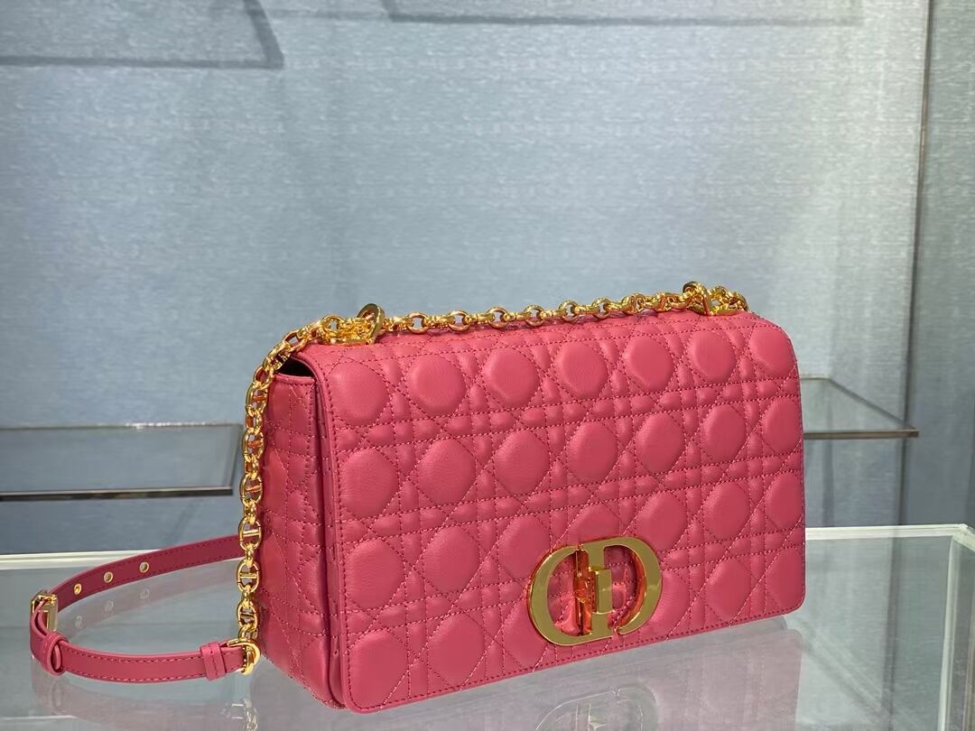 LARGE DIOR CARO BAG Soft Cannage Calfskin M9243U rose