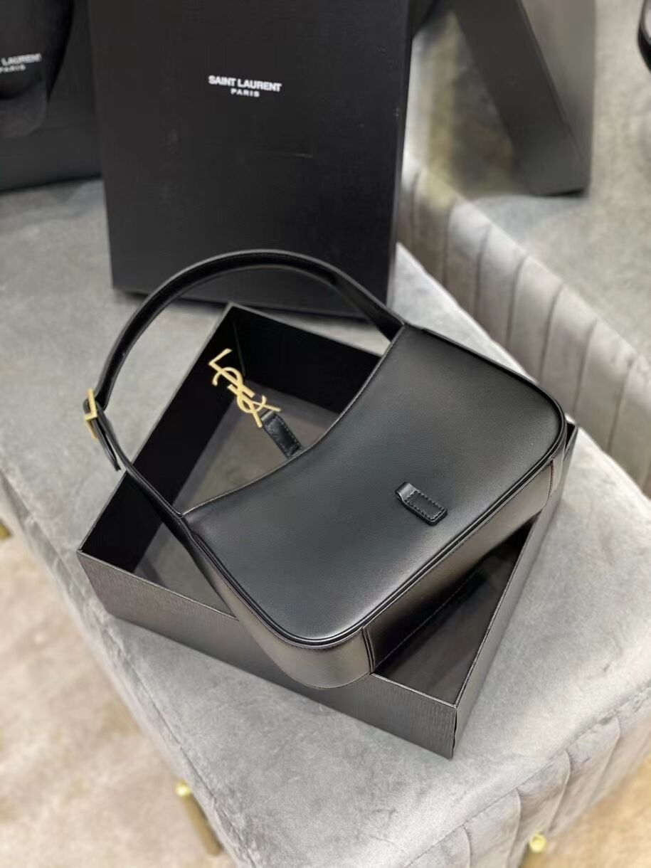 YSL TOP HANDLE BAG IN SHINY LEATHER Y687228 black