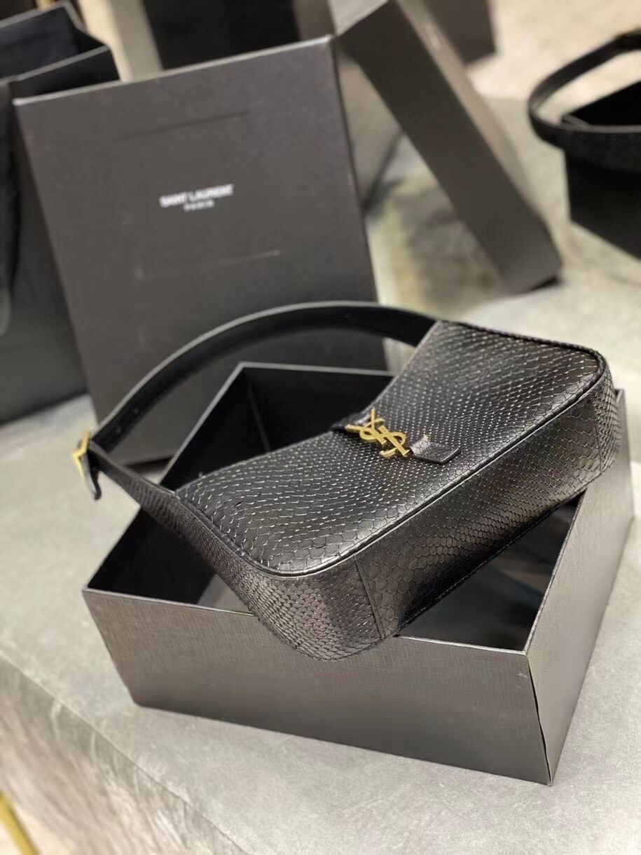 YSL TOP HANDLE BAG IN Snake skin LEATHER Y687228 black