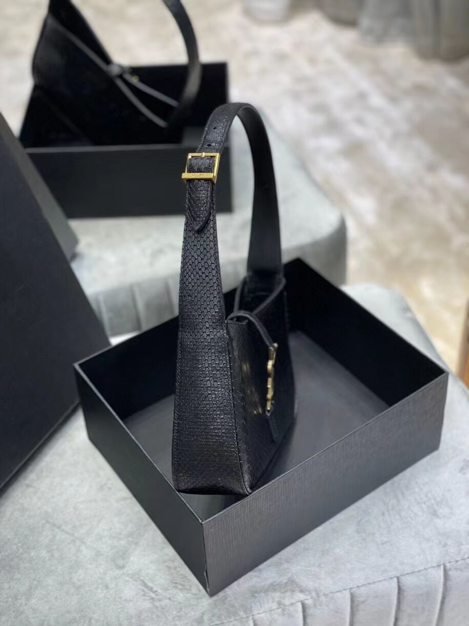 YSL TOP HANDLE BAG IN Snake skin LEATHER Y687228 black