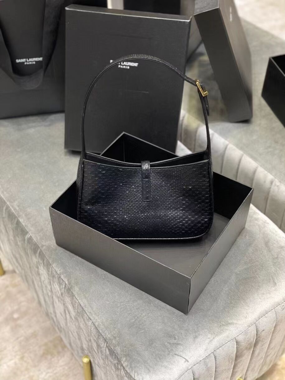 YSL TOP HANDLE BAG IN Snake skin LEATHER Y687228 black