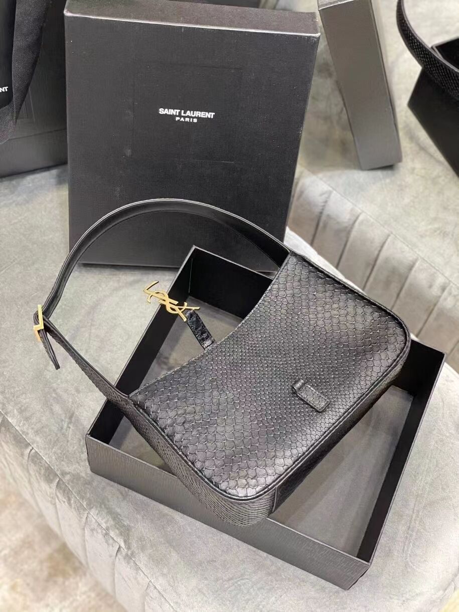 YSL TOP HANDLE BAG IN Snake skin LEATHER Y687228 black