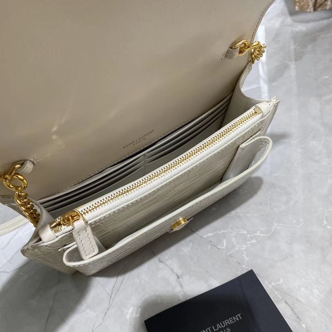 Yves Saint Laurent Calfskin Leather Tote Bag Y634723 white