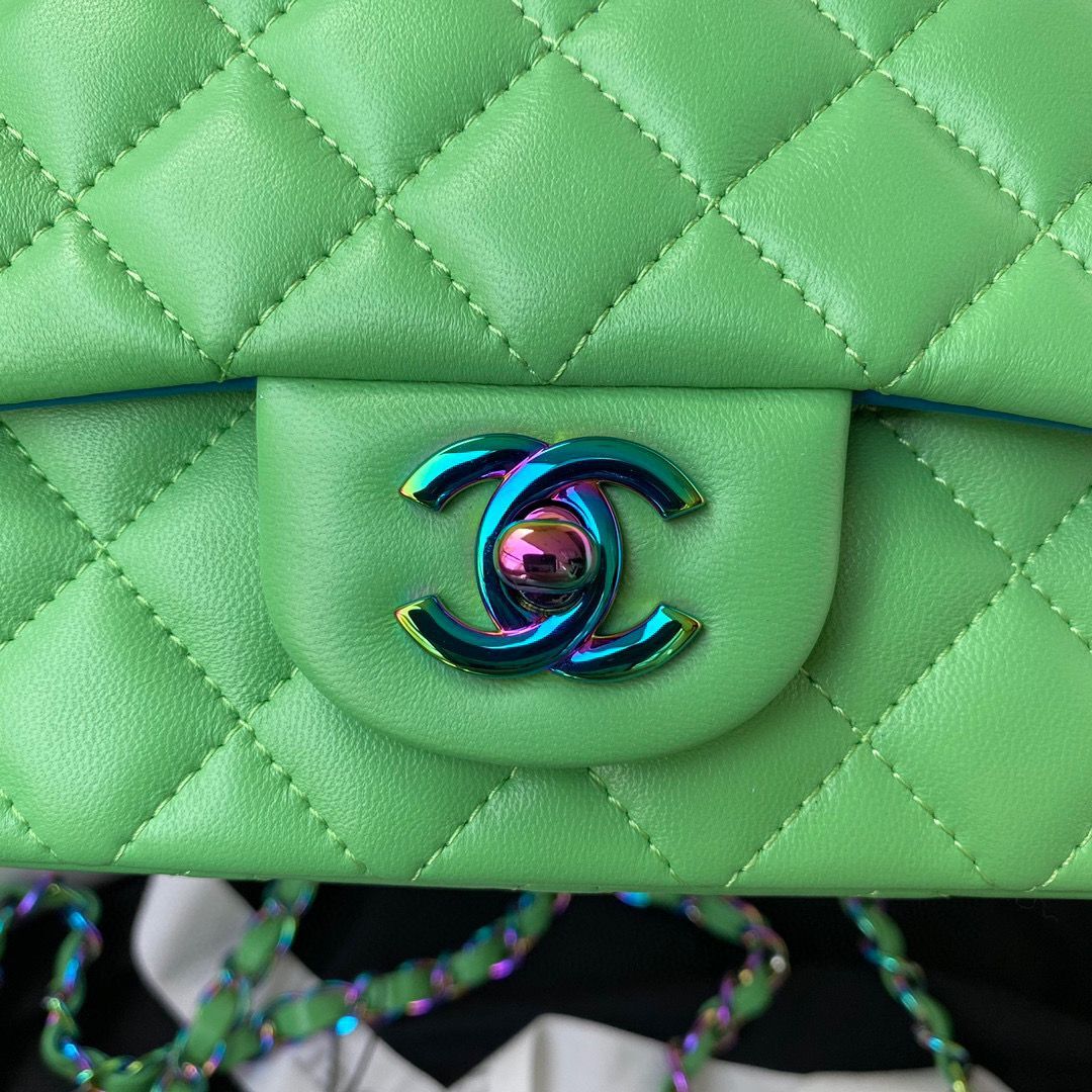 Chanel Classic Flap Shoulder Bag Original Sheepskin leather Colors Buckle A01116 Green&Blue