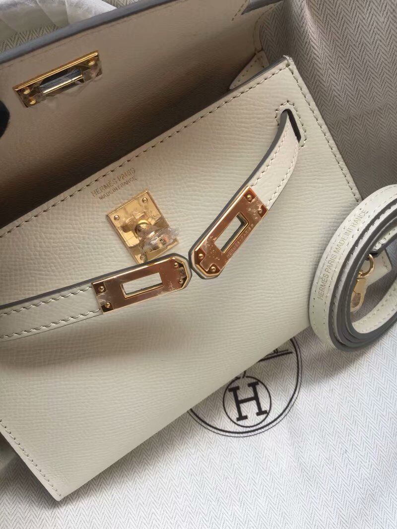 Hermes Kelly 22cm Shoulder Bags Epsom Leather KL22 Cream