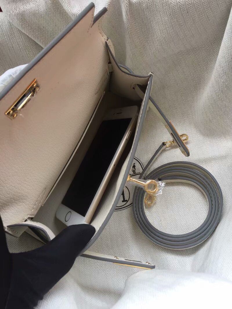 Hermes Kelly 22cm Shoulder Bags Epsom Leather KL22 Cream