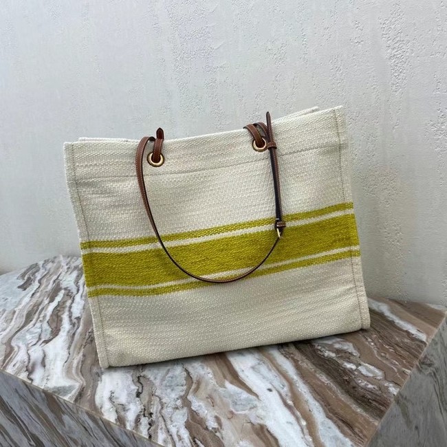 Celine SQUARED CABAS CELINE IN PLEIN SOLEIL TEXTILE AND CALFSKIN 192172 YELLOW &TAN